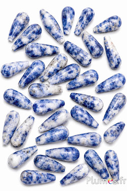Natursteinperlen Tropfen - 15 mm - weiß-blau
